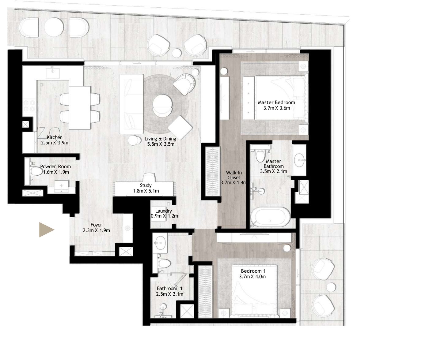 2 bedroom floor plan